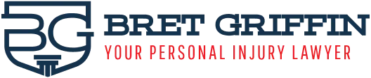 Logo featuring stylized initials "BG" and text "Bret Griffin Your Personal Injury Lawyer" in blue and red.